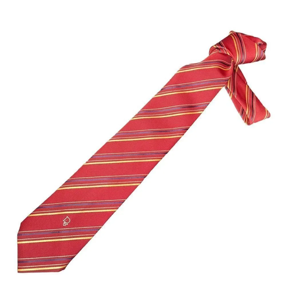 Vintage Christian Dior Red Striped  Polyester/Silk Tie